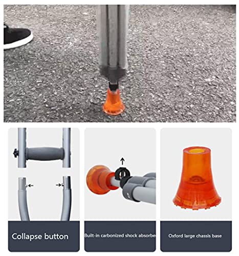 YXW Muleta ortopédicas axilar Plegables, muletas sobaco Ajustables en Altura, bastón con Amortiguador para Caminar para Adultos, Ancianos, Plateado, 1 Unidad (Soporte de Carga de 100 kg)
