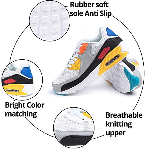 Zapatillas de Deportivas Mujer Zapatos Correr Hombre Running Casual Sneakers Cordones Colchón de Aire Ligero Respirable Calzado BlancoAmarillo 40