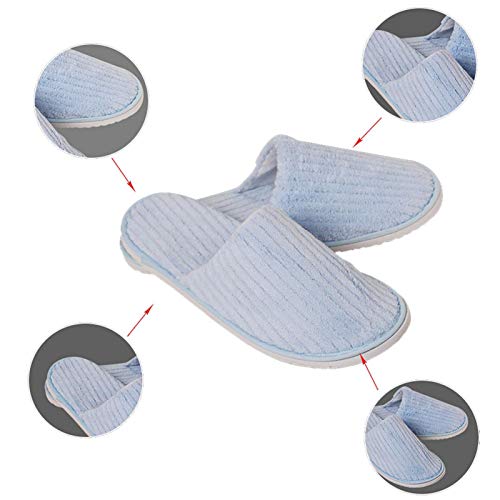 Zapatillas desechables, 5 pares de zapatillas desechables de hotel, Pantuflas gruesas y cómodas de lana de coral, Zapatillas antideslizantes portátiles, para viajes familiares al hospital