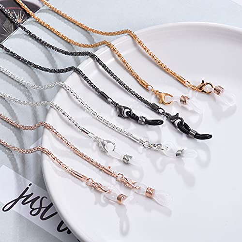 Zeayebsr 4 Piezas Cordones para Gafas Gafas Cadena Gafas Cadena Fija Gafas de Sol Cadena Metal Rosegold Correa de Retención,Retenedor Cadenas Gafas Lectura para Mujer Hombre niño