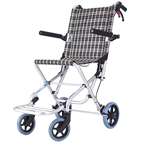 ZHONGXIN Silla de Ruedas de Aluminio, Silla de ruedas de tránsito, reposapiés abatíbles y cinturón de Seguridad ortopédica, reposapiés, reposabrazos, para minuválidos (A)