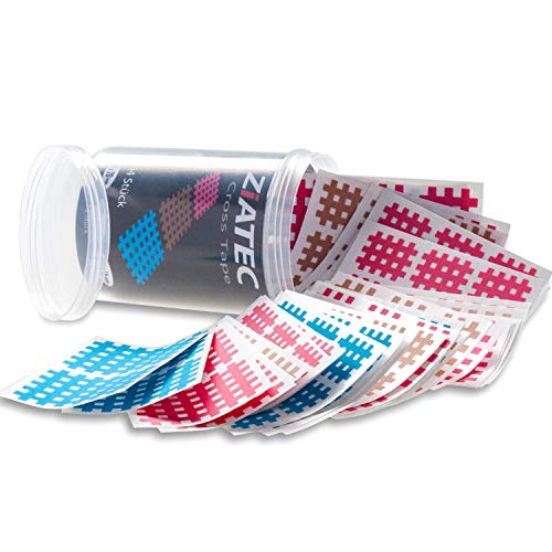 ZiATEC Cross Tapes 102 | 204 tiritas y caja protectora | parches cruzados, tiritas de acupuntura, cinta de rejilla, tamaño:talla única, color:Mix