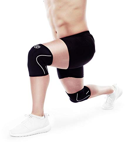 Ziatec Rehband Rodillera Edición Atlética [pza. o par] | Soporte de Rodilla de Neopreno 5 mm, Vendaje para la Rodilla + Bolsa de lavandería, tamaño:L - 1 par, Color:Negro