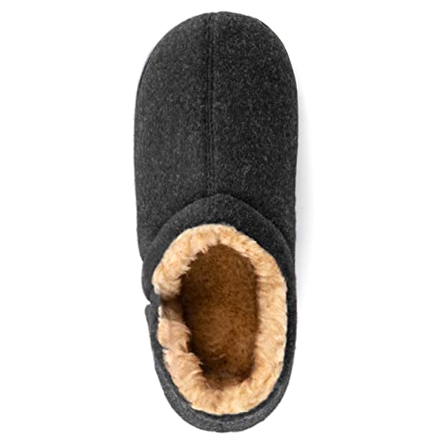ZIZOR Pantuflas acogedoras de espuma viscoelástica con forro polar, suela de goma antideslizante para interiores y exteriores con vendaje elástico unilateral, color Negro, talla 44 EU