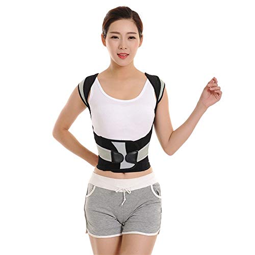 ZNQPLF Volver Postura Jorobada Correcta Corrección del Apoyo Trasero Tronco Escoliosis Lumbar Espinal Soporte Curvo Ortesis Fijación (Color : Gray, Size : XXX-Lager)