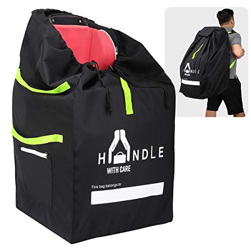 Zooawa Bolsas de Transporte para Silla de Paseo, Bolsa de Viaje para Asiento de Automóvil, Bolsa Impermeable de Viaje Cochecito Bebé, Silla de Coche, Cochecito Infantil - Negro