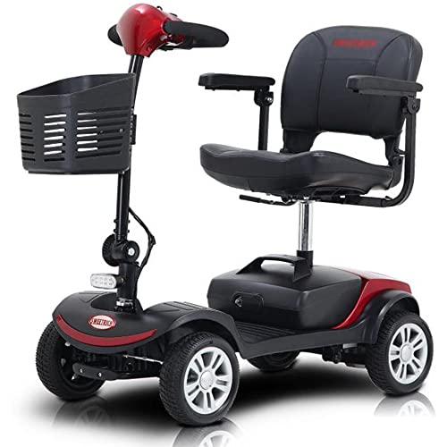 ZWJABYY Mobility Scooter,Carros para Personas Mayores,Scooter Electrico Discapacitados,Plegable Y Desmontable,Patinete De Movilidad PortáTil Mayores,Motor 250W,Red