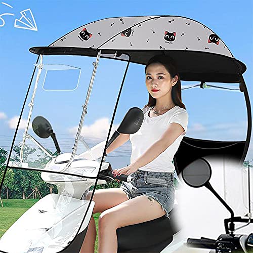 ZWJABYY Paraguas para Scooter,Techo De Scooter,Tela Oxford De Alta Densidad A Prueba De Viento/Lluvia/Protector Solar Adecuado para Todas Las Bicicletas EléCtricas Y Motocicletas,A-Grey