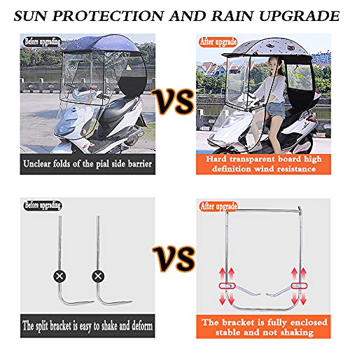 ZWJABYY Paraguas para Scooter,Techo De Scooter,Tela Oxford De Alta Densidad A Prueba De Viento/Lluvia/Protector Solar Adecuado para Todas Las Bicicletas EléCtricas Y Motocicletas,A-Grey