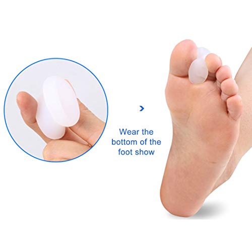 1 Par Suave Silicona Dedo del pie Ortopedia Gel Pies Cuidado Alivio Dolor Dedo Separador Pulgar Valgo Protector Protector de juanete - Blanco