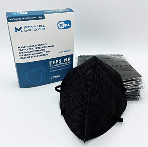10 Mascarillas FFP2/KN95 Negras Homologadas de Certificación CE sin Válvula de 4 Capas, Máscara Protectora Polvo y Partículas|Mascarilla de Protección Personal con Filtros de Calidad BFE≥95, 10 Piezas