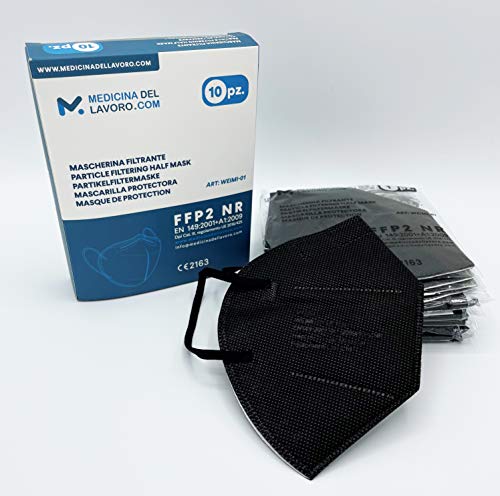 10 Mascarillas FFP2/KN95 Negras Homologadas de Certificación CE sin Válvula de 4 Capas, Máscara Protectora Polvo y Partículas|Mascarilla de Protección Personal con Filtros de Calidad BFE≥95, 10 Piezas