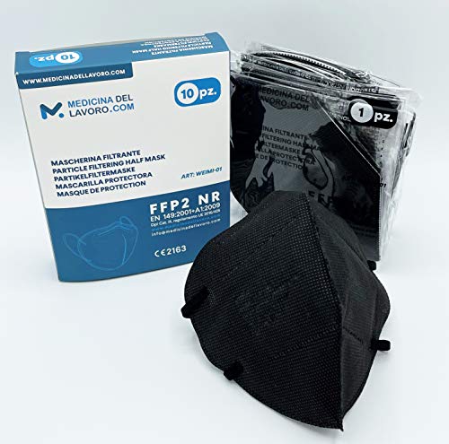 10 Mascarillas FFP2/KN95 Negras Homologadas de Certificación CE sin Válvula de 4 Capas, Máscara Protectora Polvo y Partículas|Mascarilla de Protección Personal con Filtros de Calidad BFE≥95, 10 Piezas