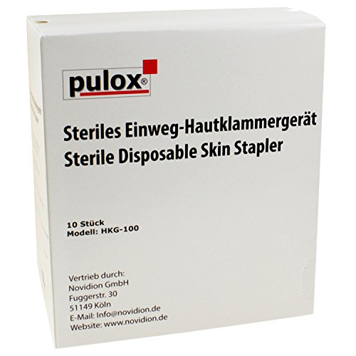 10x Pulox Grapadora de Piel desechables instrumento desechable estéril con 35 soportes grapadora de piel