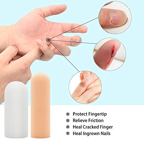 12 piezas Protector de Dedos Gel Funda Finger Protector Casquillos Dedos Mano de Silicona Manga de Dedos,para Agrietamiento de Dedo Gatillo de Dedo