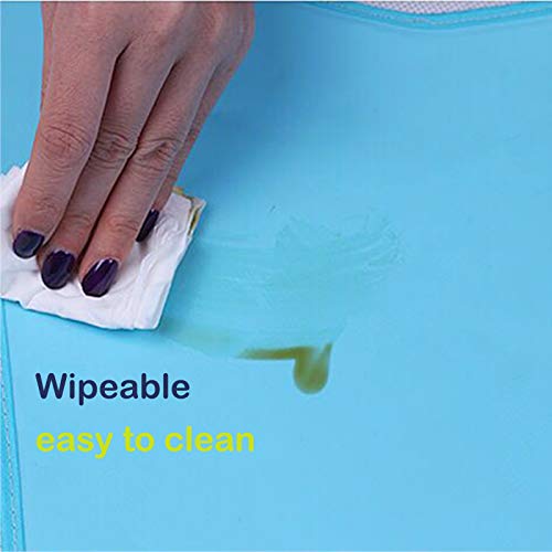 2 Piezas Babero Adulto Silicona Impermeable Lavable Reutilizable,Baberos Adultos con Bolsillo Recogemigas Divertido,Adultos Ropa Protector Alimentación Comer