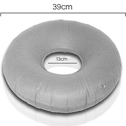 2 Piezas Cojín de Anillo de Rosquilla Inflable, Cojín Redondo Coxis Inflable con Inflator Bombas, para Asientos de Automóvil, Sillas de Ruedas, Tratamiento de Hemorroides (Gris, Azul)