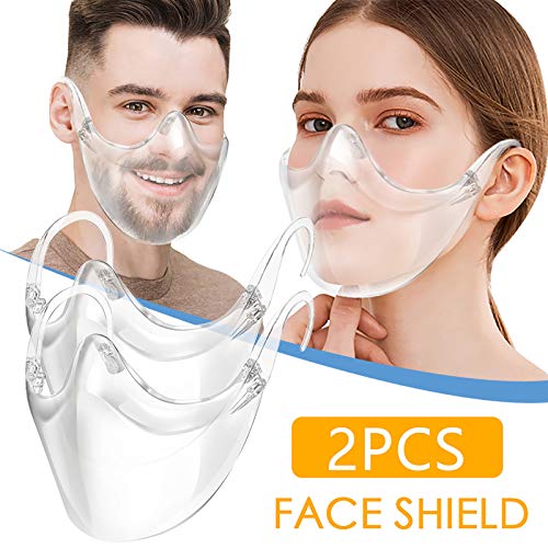 2 Piezas Plástico transparente Visible Adulto_Máscara, Reutilizable Lavable y Transpirable Bandanas Limpieza Fácil