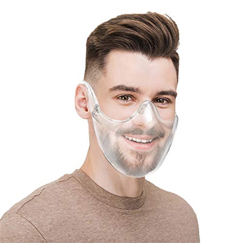 2 Piezas Plástico transparente Visible Adulto_Máscara, Reutilizable Lavable y Transpirable Bandanas Limpieza Fácil