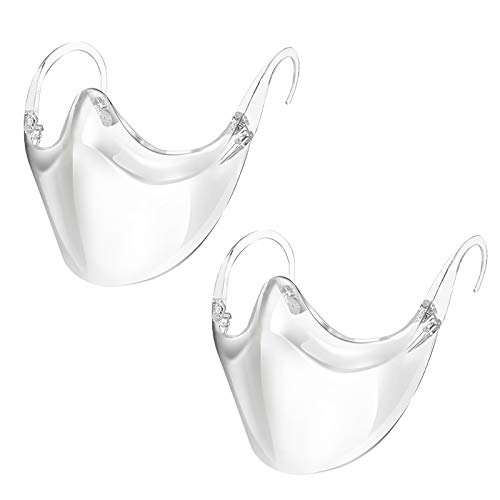 2 Piezas Plástico transparente Visible Adulto_Máscara, Reutilizable Lavable y Transpirable Bandanas Limpieza Fácil