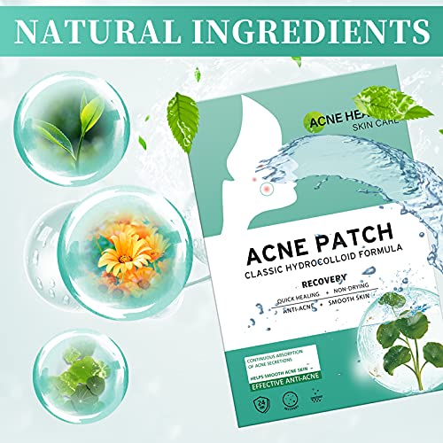 216 PCS Parches Acne con Agujas, Máscaras Hidrocoloides Invisibles de 8/12 mm Que Suavizan Eficazmente la Reparación de La Piel Del Acné/Absorción de Secreciones (Hombres/Mujeres)