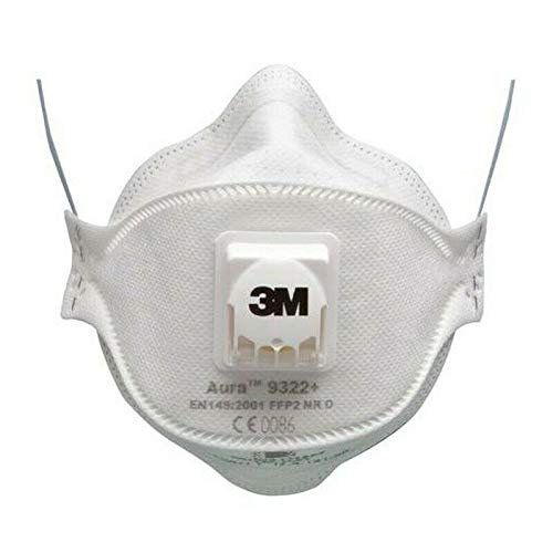 3M 9322+ Aura respirador desechable, FFP2, Valved, paquete de 10