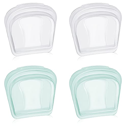 4 Bolsas de Pastillas Abiertas Portátiles de Apretar Bolsa de Pastillas de Viaje Transparente Bolsa de Almacenaje Reutilizable Silicona Bolsa Organizador Resellable, Transparente y Verde