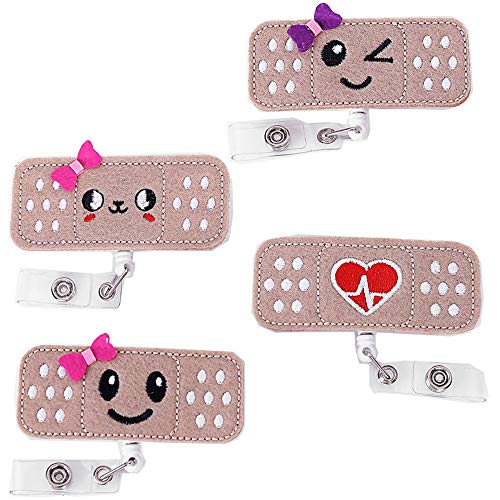 4 Piezas Enfermera Badge Reel Holder, Carrete Retráctil para Insignia Enfermera, Enfermera, Voluntario, Estudiante, Maestro, Regalos Perfectos para Mujeres Enfermeras