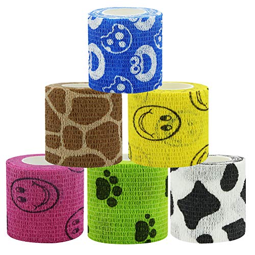 6 Rollos Elástico Vendas Autoadherente Vendaje Deportivo Fuerte, para Muñeca,Dedos de los Pies,Tobillo y Esguinces,Distensiones e hinchazón, Autoadhesivo de compresión,6 Colores, 5 cm x 4.5 m (color)