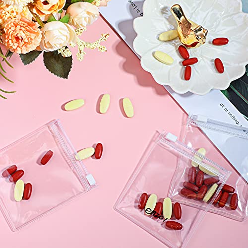 80 Bolsas de Pastilla con Cremallera Bolsa Reutilizable de Píldora Bolsa Almacenaje de Medicina con Cierre Automático Bolsa Organizadora de Píldora Diaria Transparente, 3,1 x 3,5 Pulgadas
