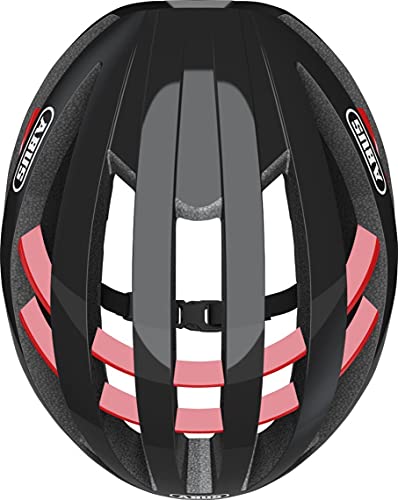 ABUS Aventor Quin Casco de carreras - Casco de bicicleta inteligente con detección de colisión y sistema de alarma SOS - Para hombres y mujeres - Negro, talla L