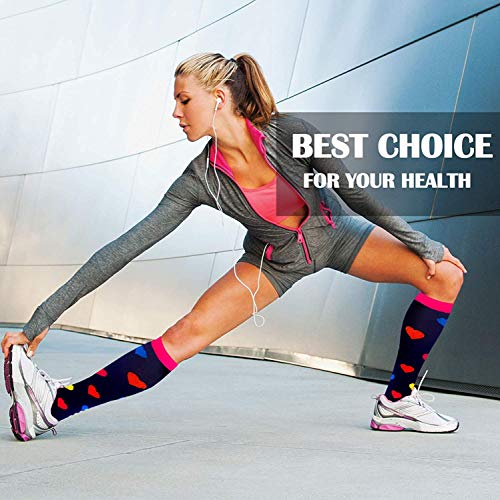ACTINPUT Medias de Compresion para Mujer y Hombres,4 Pares Calcetines de Compresión enfermera, Correr, Volar, Viajar, Varicosas, Deportivo, Embarazo(Multicolor 02 - Rosa,S-M)