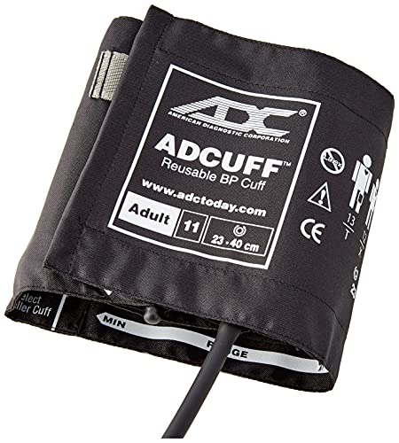 ADC Multikuf 731 Kit EMT de 3 puños con 804 esfigmomanómetro aneroide de palma, para adultos pequeños, adultos y adultos grandes (19-50 cm), estuche de almacenamiento de nylon con cremallera