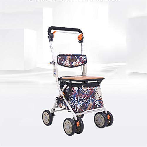 AI XIN shop Carro de la Compra de abarrotes con Servicio Pesado, Plegable, Andador médico Drive con Carrito y Frenos, Carro con Ruedas con Respaldo extraíble Plegable y Asiento Acolchado (Color : B)