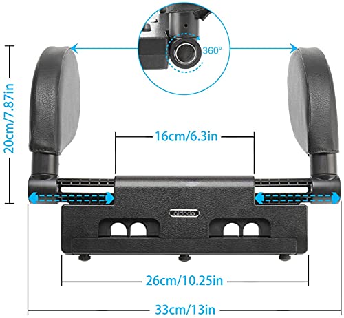 Aidodo Reposacabezas para Coche para Asiento de Coche Ajustable para el Cuello, cojín Cervical con Barra telescópica y Clips de Barra Deslizante, cojín Lateral de Piel Ajustable para niños Adultos