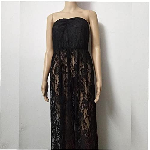 Aiyrchin De Encaje sin Mangas Vestido de fotografía de Maternidad Embarazada Vestido Maxi Cuello en V para Las Mujeres Embarazadas Negro M