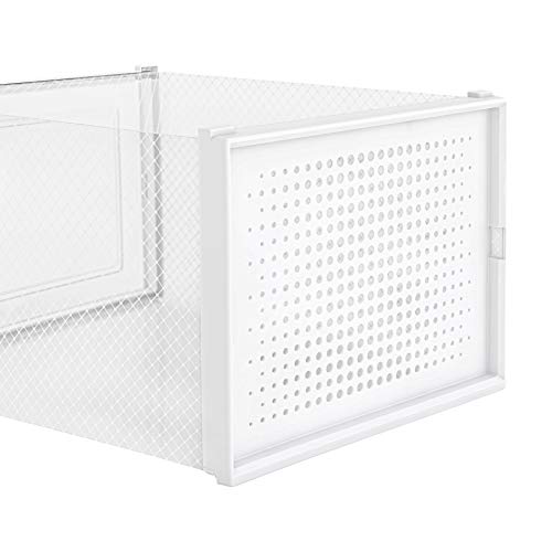 ALEMOK Cajas de Zapatos Transparentes, Organizador de Zapatos Apilable, Paquete de 8 Cajas de Almacenamiento de Plástico y Plegables, hasta la Talla 46