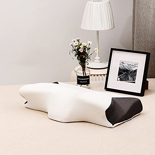 Almohada Cervical, Almohada antironquidos, Almohada viscoelástica, para Dormir de Lado y Boca Arriba. 61 x 33 x 11 cm.
