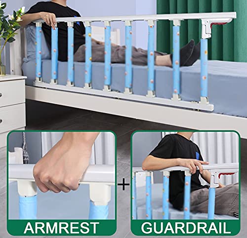 AMSXNOO Barrera Cama Ancianos, Extra Largos Plegable Riel Cama Adultos, Asidero de Seguridad para Barandillas Guardia Lateral Barra Parachoques ​Metal para Niños Handicap 106cm (Color : Silver)