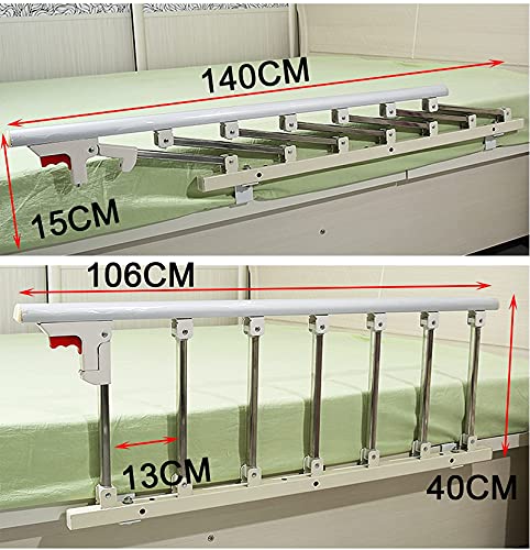 AMSXNOO Barrera Cama Ancianos, Extra Largos Plegable Riel Cama Adultos, Asidero de Seguridad para Barandillas Guardia Lateral Barra Parachoques ​Metal para Niños Handicap 106cm (Color : Silver)