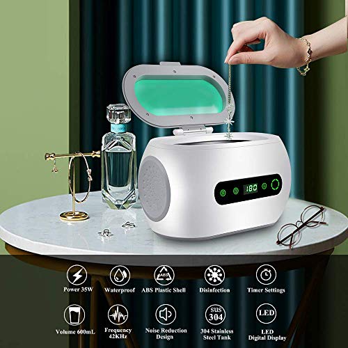 Anbull limpiador ultrasonidos 600ml 8 niveles de temporización 42000 Hz limpiador ultrasónico profesional para gafas, relojes, joyas, prótesis dentales