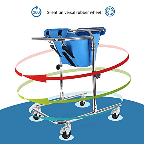 Andador con Ruedas Posterior Ligero / Entrenador de Marcha para Niños, Andador Plegable Ajustable Pediátrico con Asiento Extraíble y Ruedas Silenciosas, para Entrenamiento de Rehabilitación de Niños