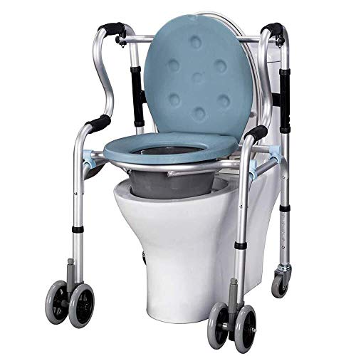Andador para Ancianos Walker, Inodoro de Commode, Asiento for adultos duradero y plegable, Altura ajustable, Portátil, Ligero Adecuado for adultos mayores, mujeres embarazadas, personas con discapacid