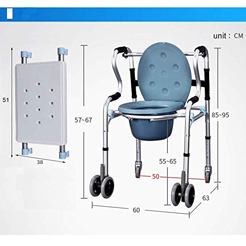 Andador para Ancianos Walker, Inodoro de Commode, Asiento for adultos duradero y plegable, Altura ajustable, Portátil, Ligero Adecuado for adultos mayores, mujeres embarazadas, personas con discapacid