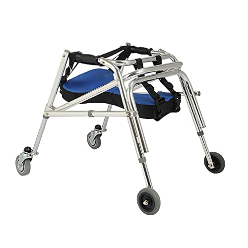 Andador Plegable para Niños Pediátricos con Ruedas, Entrenador de Marcha Ajustable en Altura de Aleación de Aluminio, Andador con Andador Posterior Liviano, Carrito de Entrenamiento para Práctica