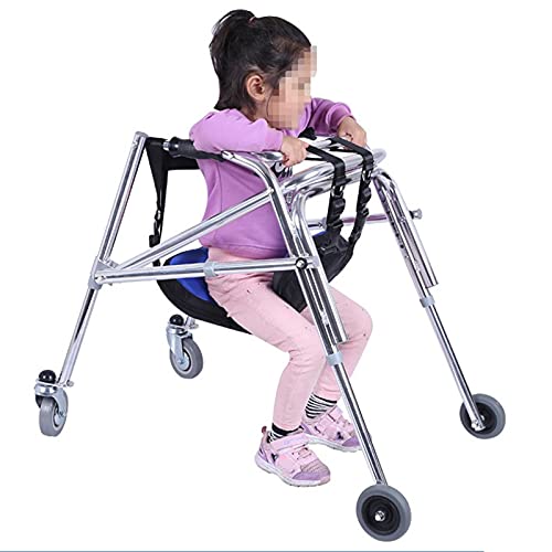 Andador Plegable para Niños Pediátricos con Ruedas, Entrenador de Marcha Ajustable en Altura de Aleación de Aluminio, Andador con Andador Posterior Liviano, Carrito de Entrenamiento para Práctica