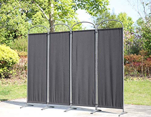 Angel Living Biombo Separador de 4 Paneles con el Techo y la Base de la Forma Curva, Decoración Elegante, Separador de Ambientes Plegable, Divisor de Habitaciones, 225X185 cm (Negro)