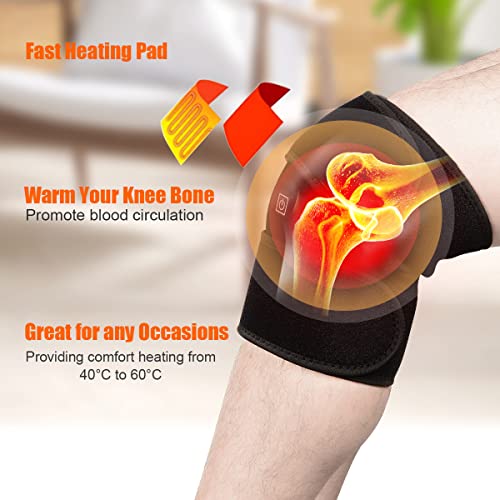AODALIY Rodillera con calefacción para hombres y mujeres con 3 ajustes de temperatura, terapia de calor para esguince, artritis, alivio del dolor de rodilla, masajeador, rodillera con adaptador de CA