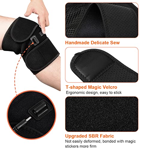 AODALIY Rodillera con calefacción para hombres y mujeres con 3 ajustes de temperatura, terapia de calor para esguince, artritis, alivio del dolor de rodilla, masajeador, rodillera con adaptador de CA