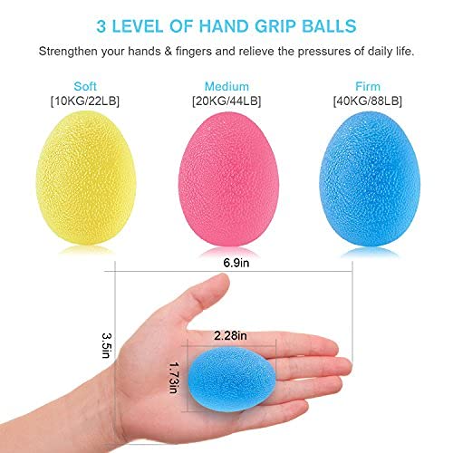 apiker Fortalecedores de Mano, Kit de Entrenamiento para Practicar Las Manos, Pelota de Alivio de estrés x 3, Banda de Resistencia de Dedos x 3, Fortalecimiento de Las Manos y los Dedos